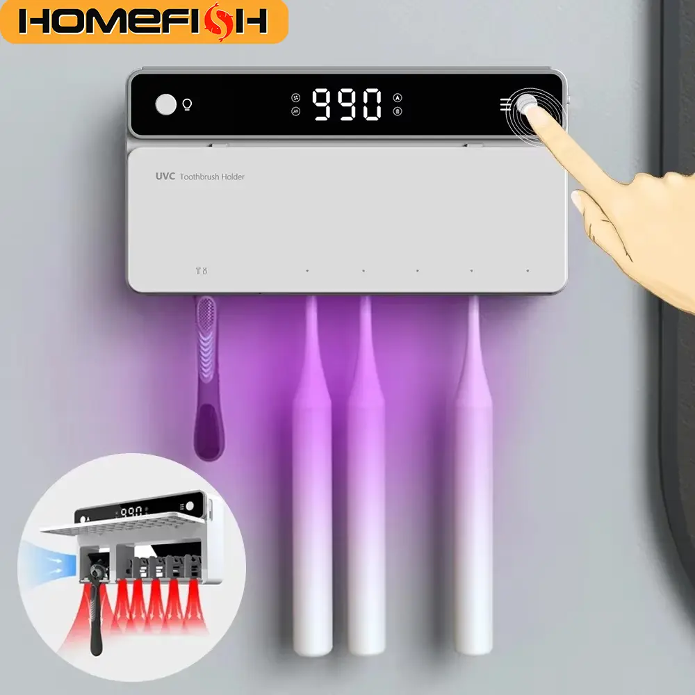 UV 칫솔 살균기 UV 칫솔 홀더 충전식 빠른 건조 칫솔 면도기 보관 살균기 LED 디스플레이 욕실 액세서리