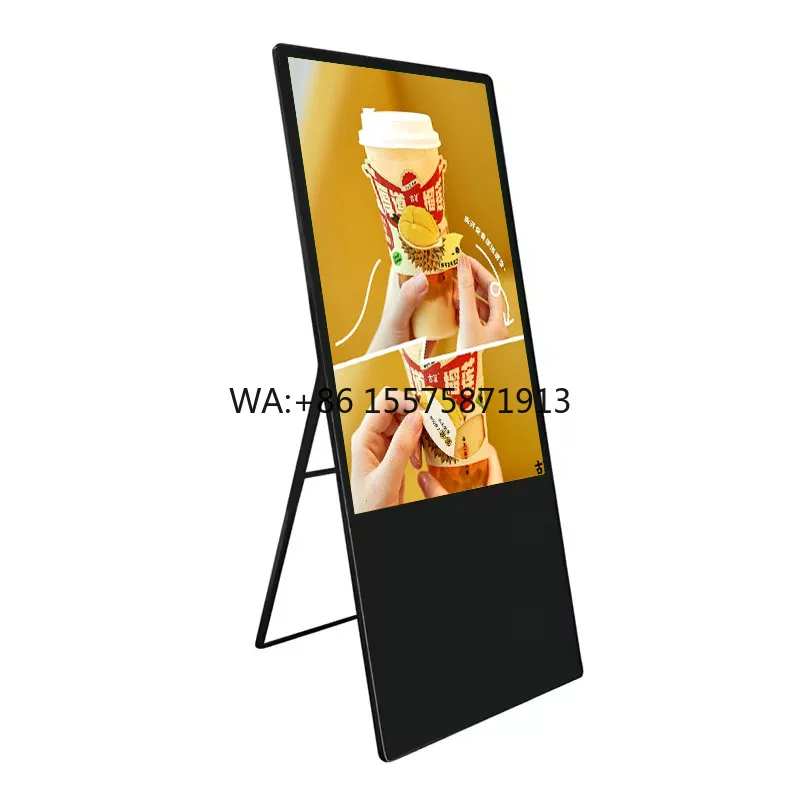 32-Inch LED LCD Poster Display Touch Menu Board Kiosk Tilt Foldable Stand Capacitive Touchscreen for Indoor Advertising