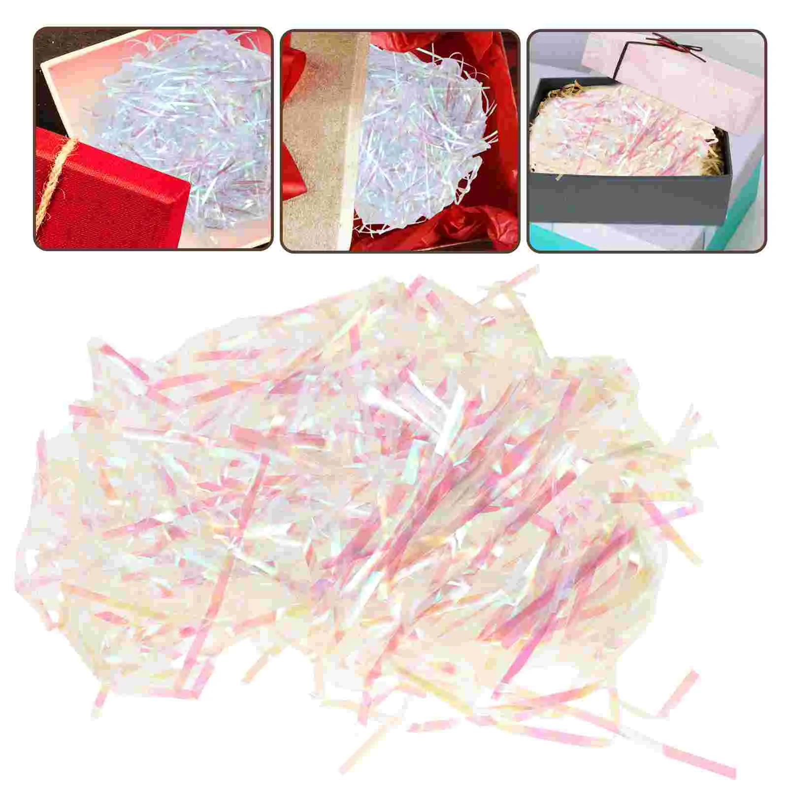 Symphony Silk Transparent PET Silk Gift Box Filled with Shredded Paper Iridescent Hamper Shred Gift Fill Packaging Party