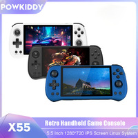 POWKIDDY X55 Portable Handheld Game Console 5.5 Inch 1280*720 IPS Screen 256GB Linux System Open-Source Retro Video Player Gifts