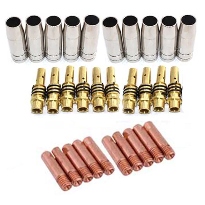 30Pcs 15AK Torch Machine Consumables MIG Torch Gas Nozzle Tips Holder For MIG  Welding Machine 1.2Mm