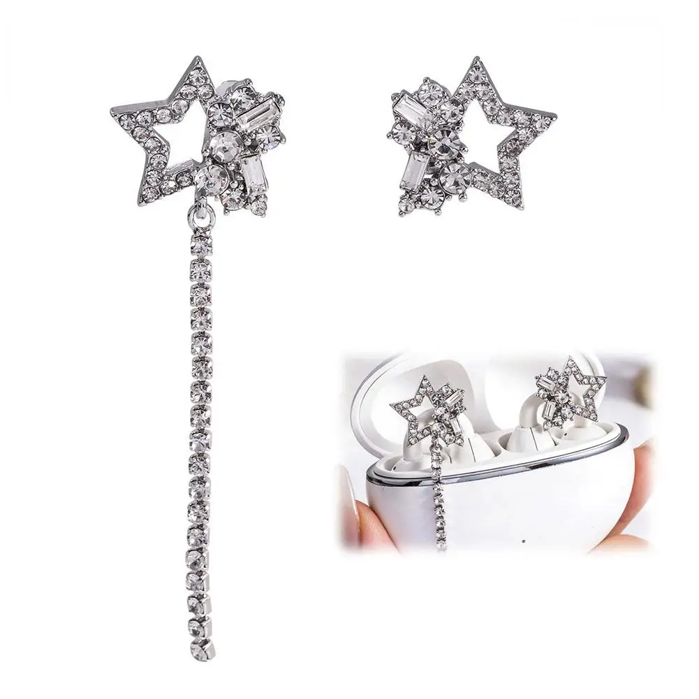 Hexagram Earphone Clip Star Earrings with Rhinestone Decor