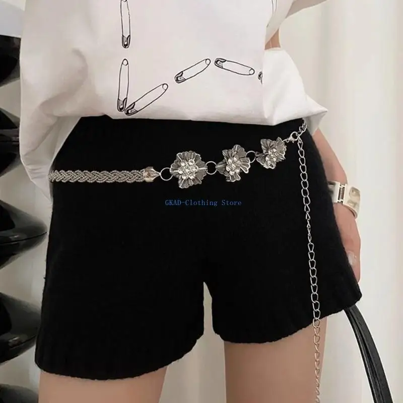 N0PE Crystal Women Fashion Body Body Bress Long Weist Belt Brut