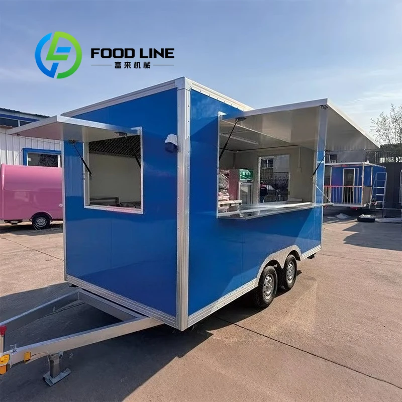 Spacious Blue Luxurious Multi Functional Outdoor Food Truck for Your Mobile Dining Experience