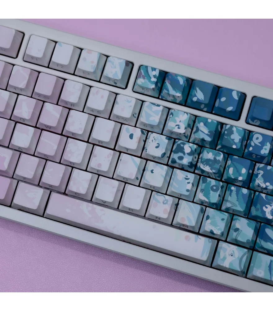 Keycap Korean Russian European small language side light transmission pink beach double engraved Pbt original full set