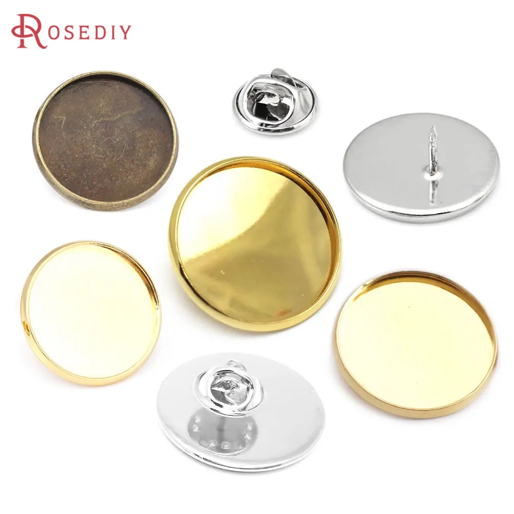 

10PCS 20MM 23MM 25MM 18K Gold Color Silver Color Brass Round Brooch Base Settings Trays High Quality Jewelry Diy Accessories