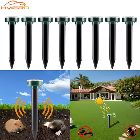 1/2/4/8/12Pcs Solar Powered Ultrasonic Sonic Mouse Mole Pest Rodent Repeller Transmitted Vibration Wave Yard LED Outdoor Park