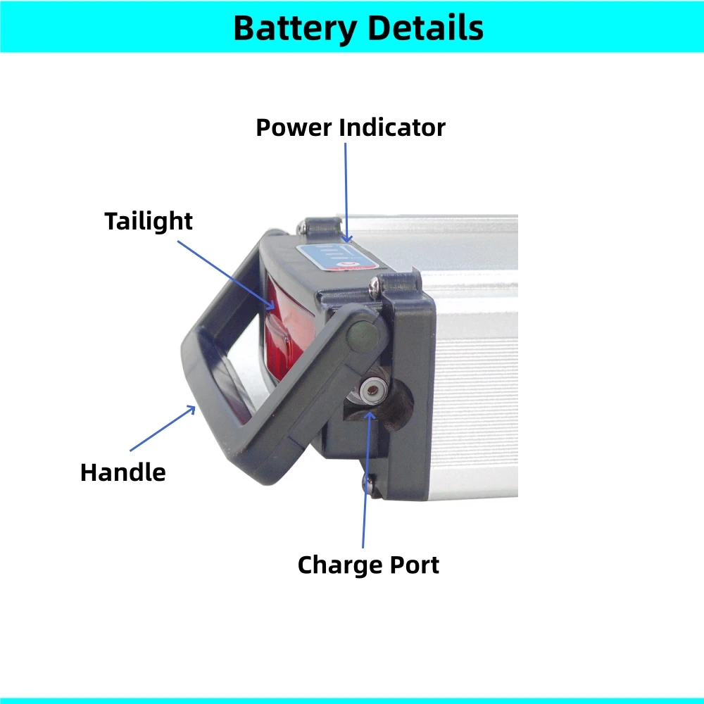 Rear Rack Carrier City Bike Ebike Battery 36V 48V 10Ah 10.4Ah 13Ah 15Ah 20Ah 25Ah City Bike Commuter E-bike Battery with Charger