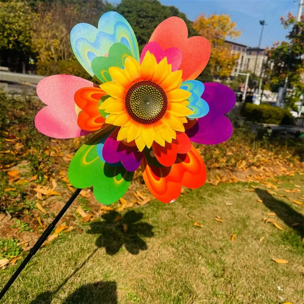 Multiestilos colorido borboleta dança moinho de vento levantar dupla camada diâmetro 22/38cm girando girassol girador vento pvc