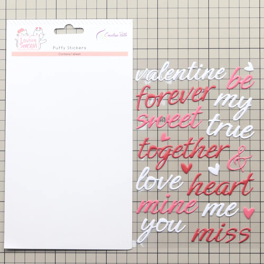 Creative Path Loving Season Puffy Stickers Valentine Mothers Love Words Deco Stickers For Scrapbooking DIY Card Making Crafting