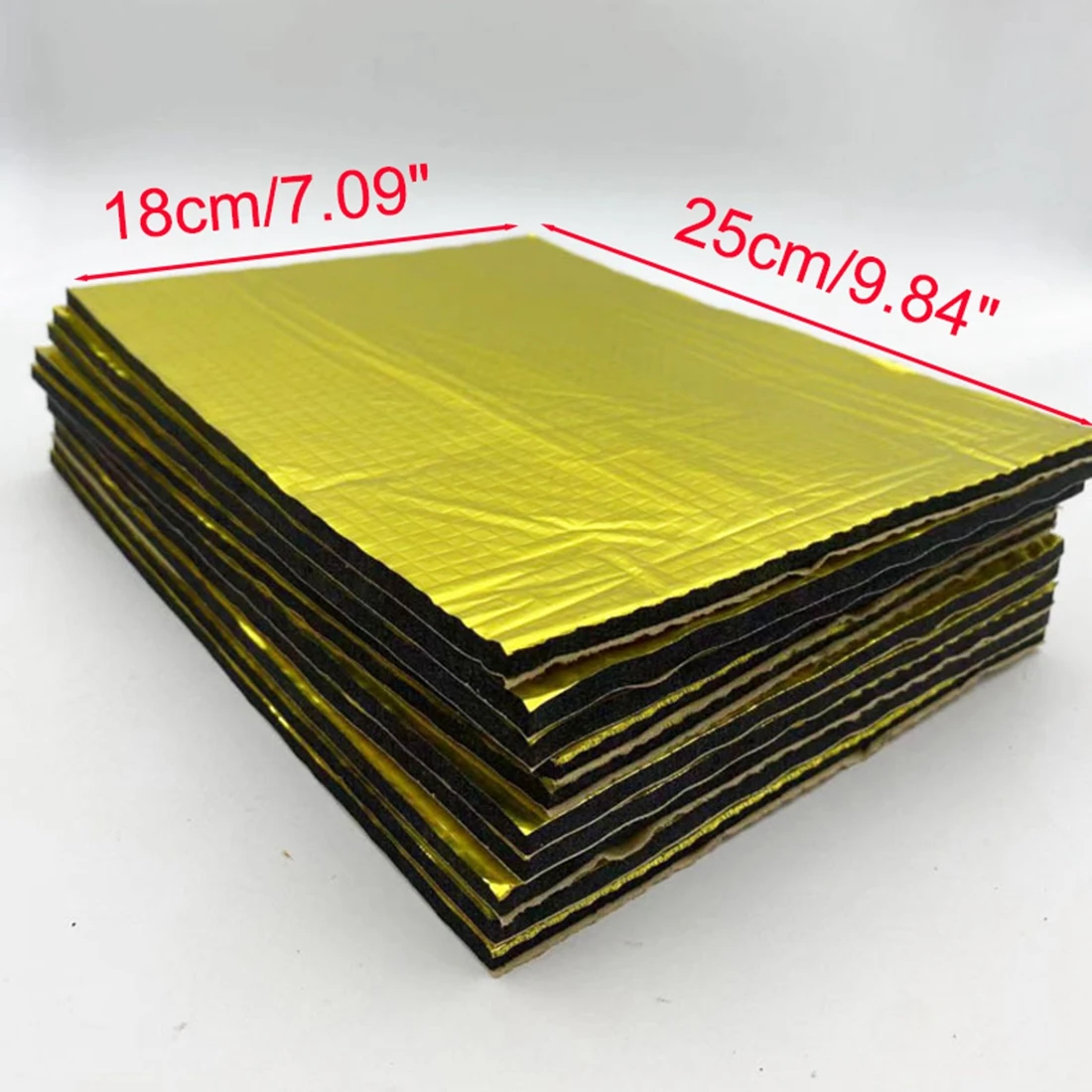 25x18cm Golden Aluminum Foil Noise Insulation For Car Acoustic Heat Sound Soundproof Deadener Insulation Foam For Car Hood Door