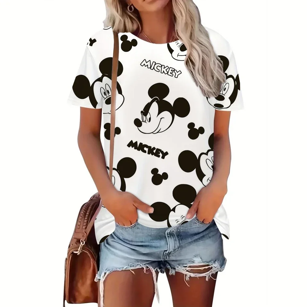 

Summer Oversized T-Shirt Women‘S Short Sleeve T Shirts Woman Loose Clothing Disney Mickey Mouse Print Female Tops O-Neck