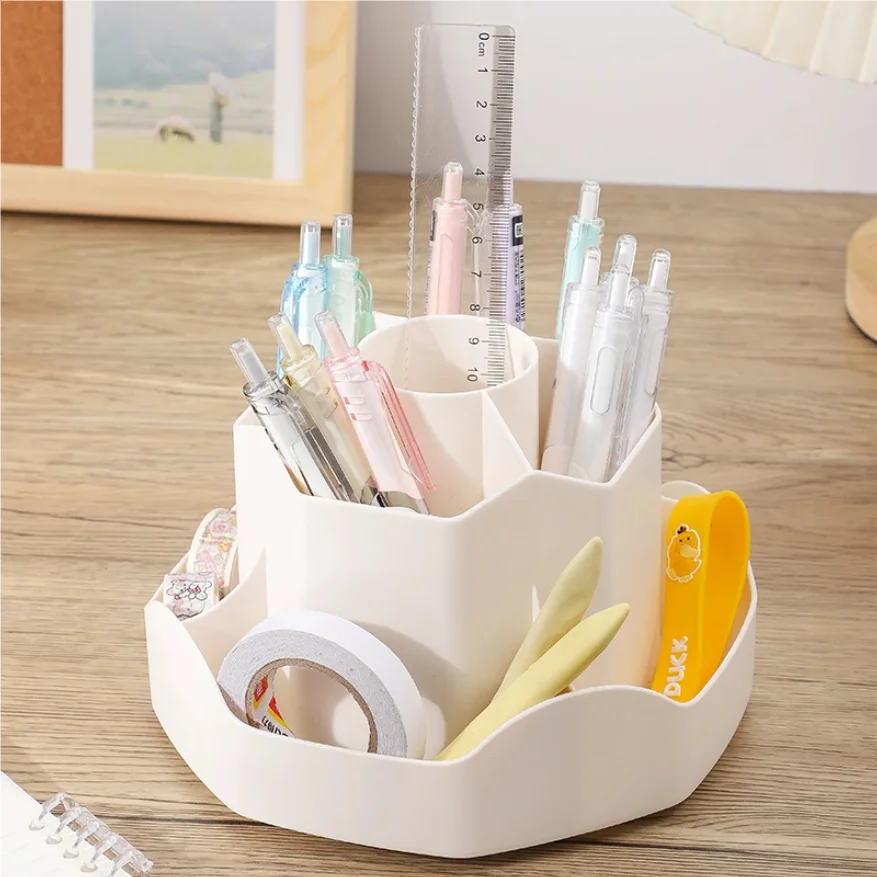 

Large Capacity Plastic Rotating Pen Holder Storage Box Office Student Desktop Stationery Storage Light Luxury