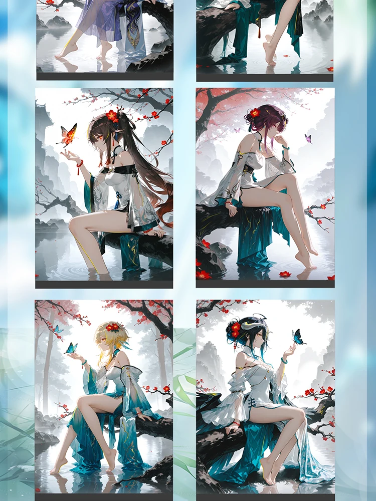 2025 A5 보드 꽃과 달이 시가 됩니다 여신 카드 취미 Waifu 보드 Genshin 컬렉션 Doujin Booster Box 희귀 카드 완구
