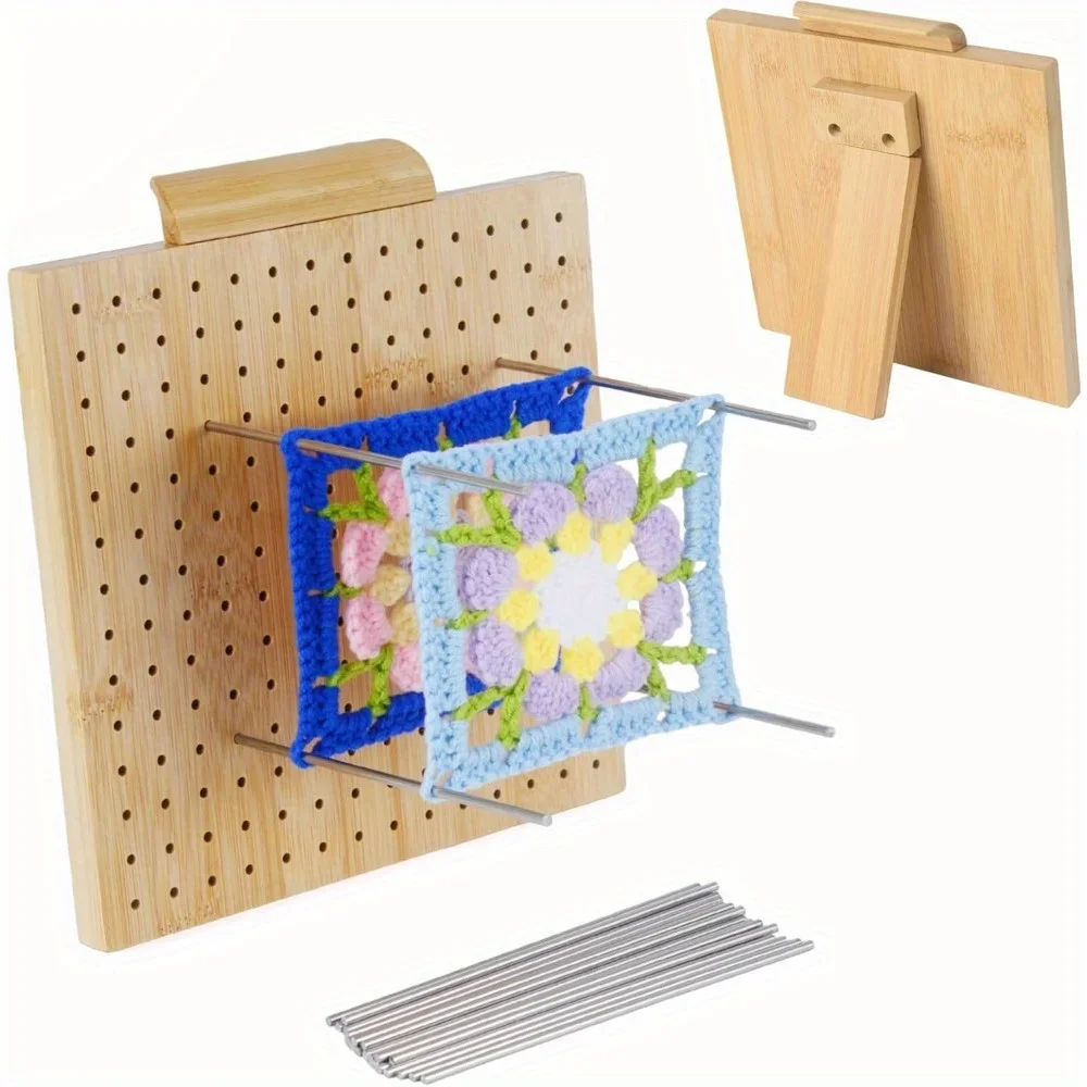 

Wooden Crochet Knitting Board Reusable Handcrafted Knitting Blocking Mat Granny Square Artwork Needlework Lovers Sewing Supplies