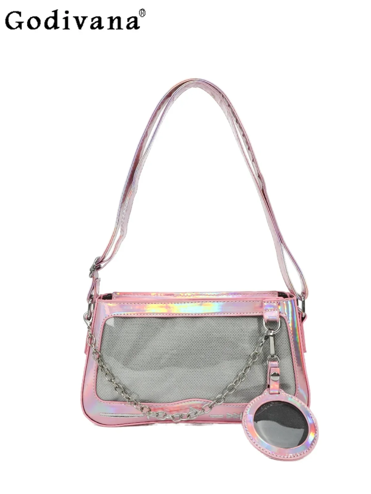 Bolsa de Ombro Lolita para Estudantes, Transparente, Versátil, Itabag Elegante, Bolsa Crossbody Kawaii, Japonesa, Verão