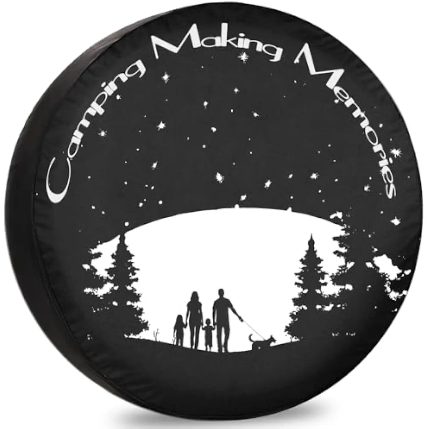 Camping Making Memories Spare Tire Cover Family Silhouette 14 Inch Wheel Outdoor Weatherproof Trailer Accessory