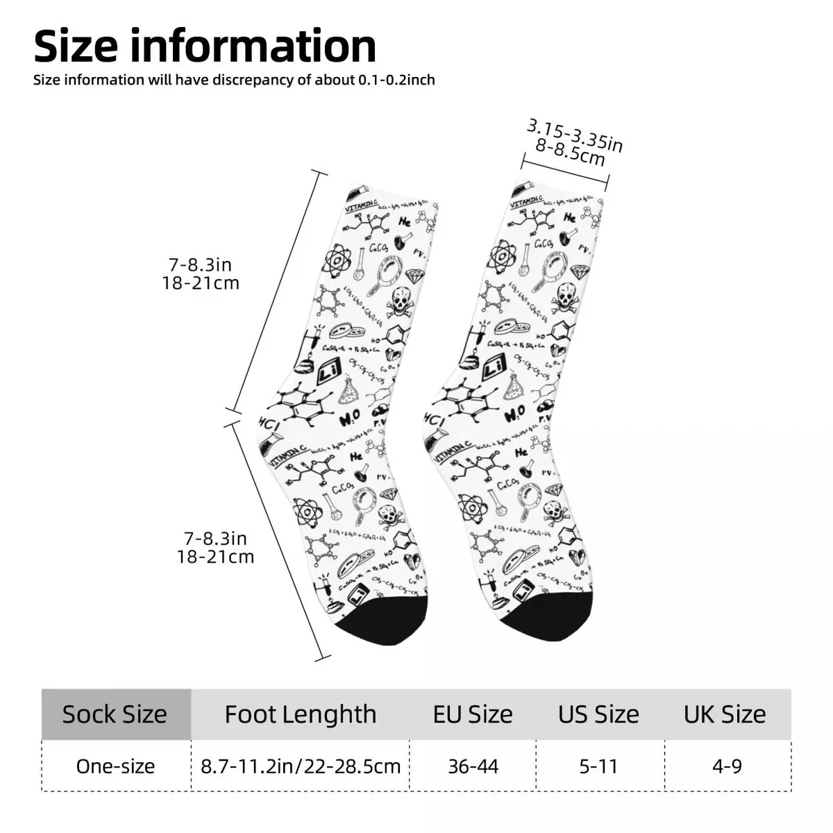 Science Chemistry Pattern Socks Spring chemical elements Stockings Funny Women Men Comfortable Socks Design Running Sports Socks