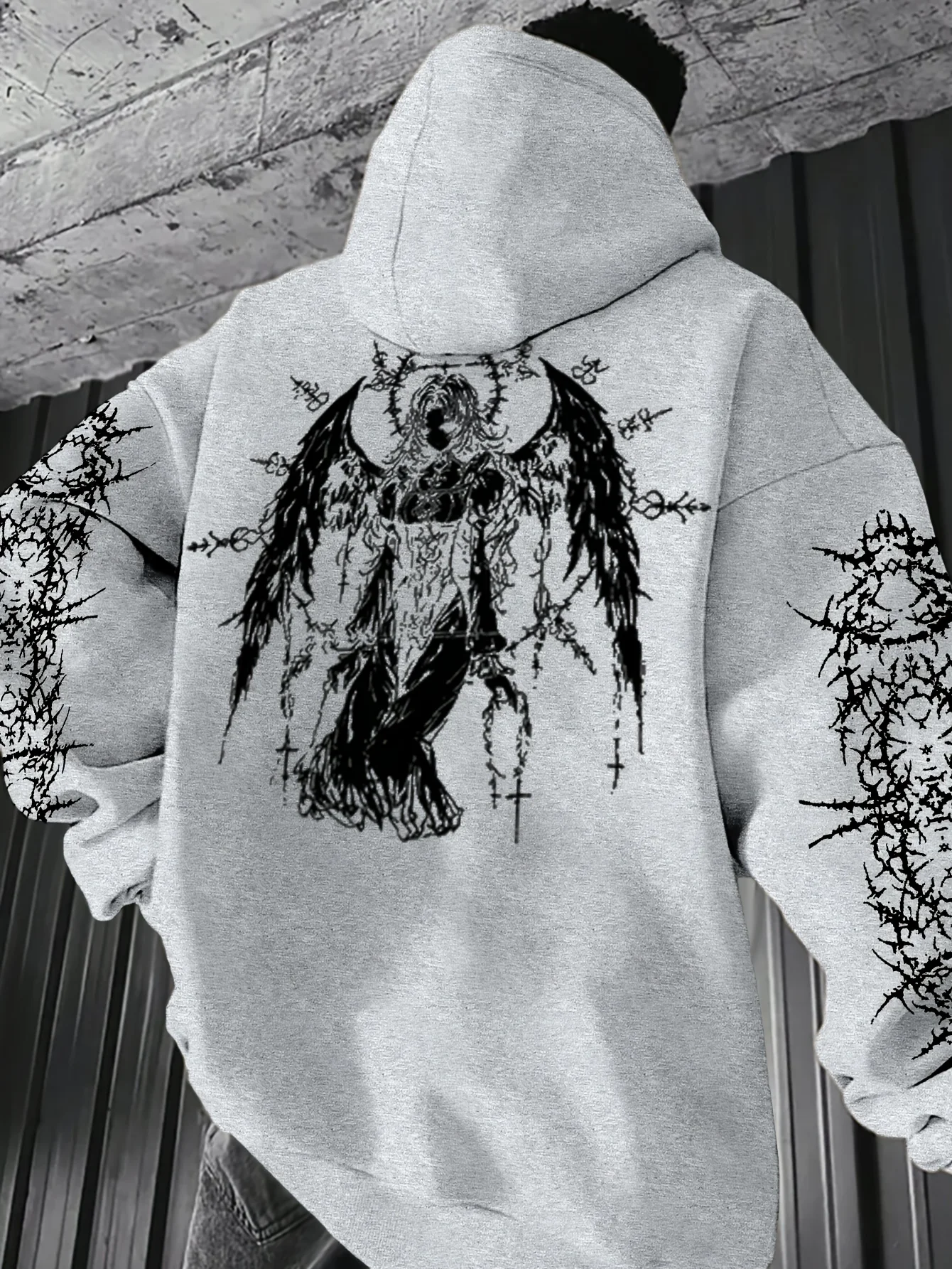 2026 Retro Y2K Gothic-Muster Bedruckter Pullover-Hoodie für Männer und Frauen, Modischer Street-Style Casual Kapuzenpullover – Detail 5