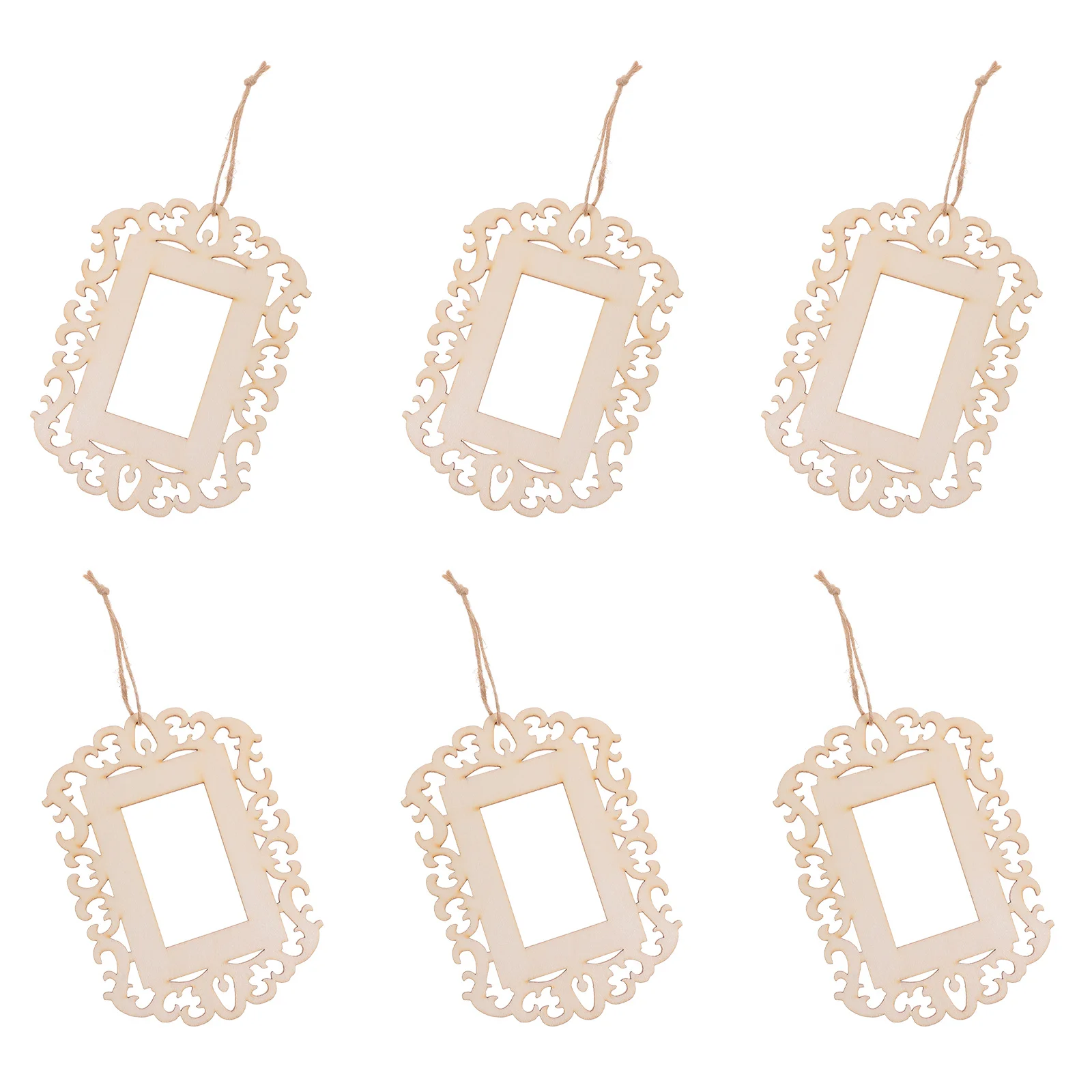 

12Pcs Uncolored Wood Picture Frame Pendants Blank Cutouts for Personalized Gifts and Home Decoration Wood Hollow Decoration