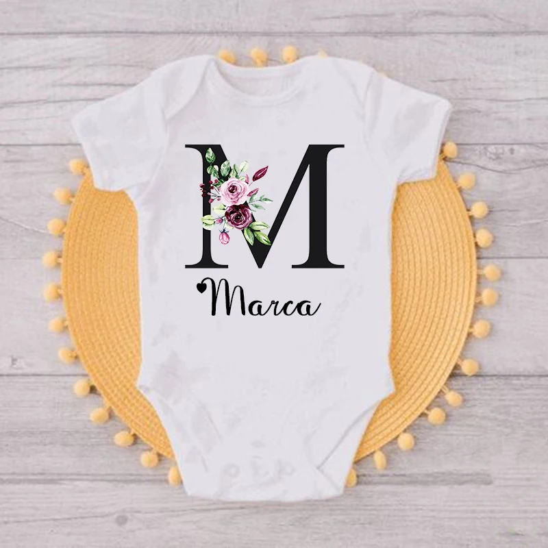 Personalised Floral Wreath New Baby Girl Clothes Custom Infant First Name Bodysuits Baby Shower Gifts Newborn Toddler Jumpsuits image 3