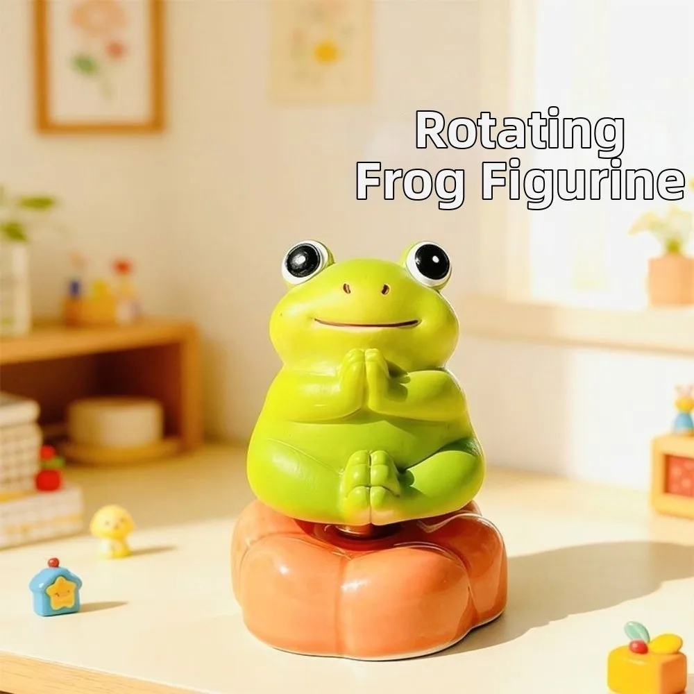360° Rotation Resin Frogs Figurines Cartoon Funny Cute Animals Statue Stable Creative Car Center Console Ornament