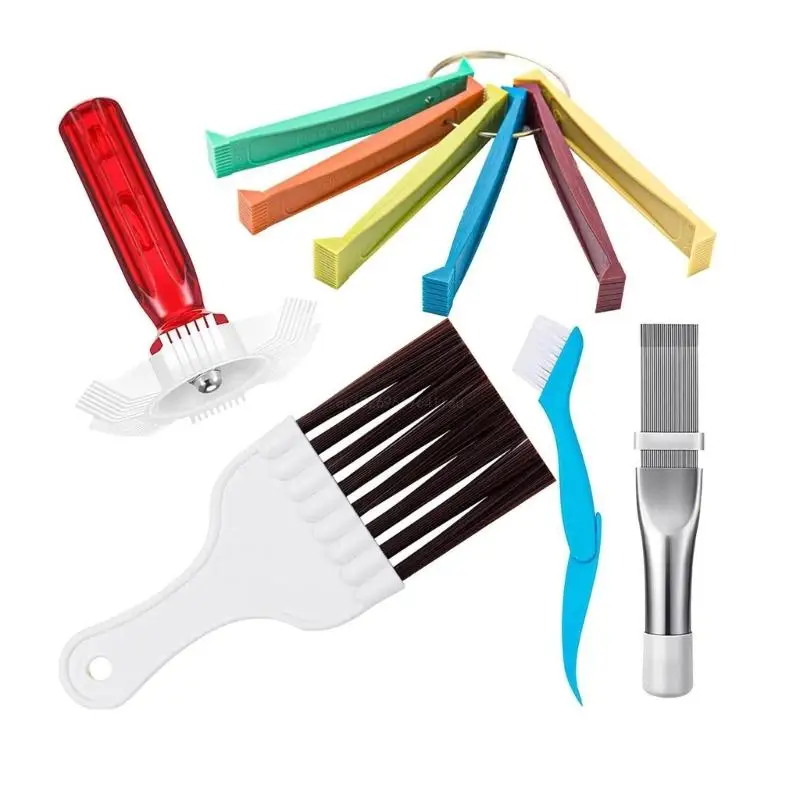 

5Pcs/Set Air Conditioner Condenser Fin Comb, Fin Cleaning Brush Refrigerator Coil Cleaning Whisk Brush Stainless Steel