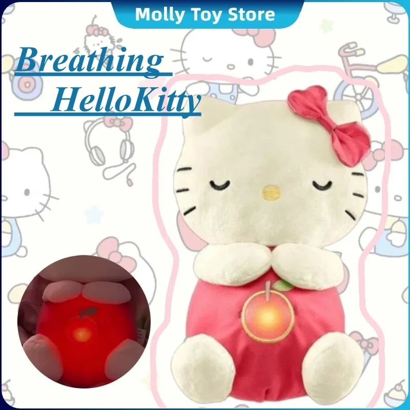 Kawaii Sanrio Hello Kitty Plush Doll Baby Sleeping Companion Soothing With Breathing Air Bag And Light Doll Breathing Toys Gifts