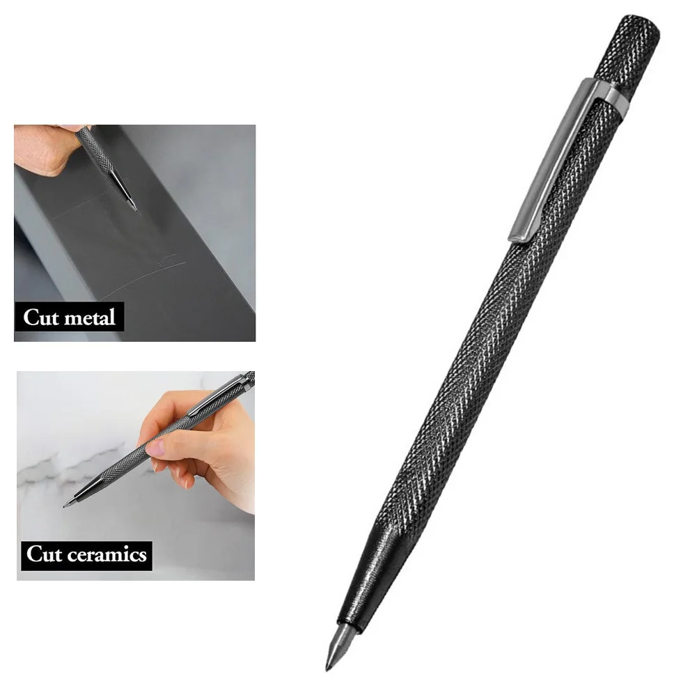 =1pc Tungsten Carbide Tip Scriber Pen Black=Diamond Glass Cutter Marking Engraving Pen For Ceramic Wood Hand Carving Tools