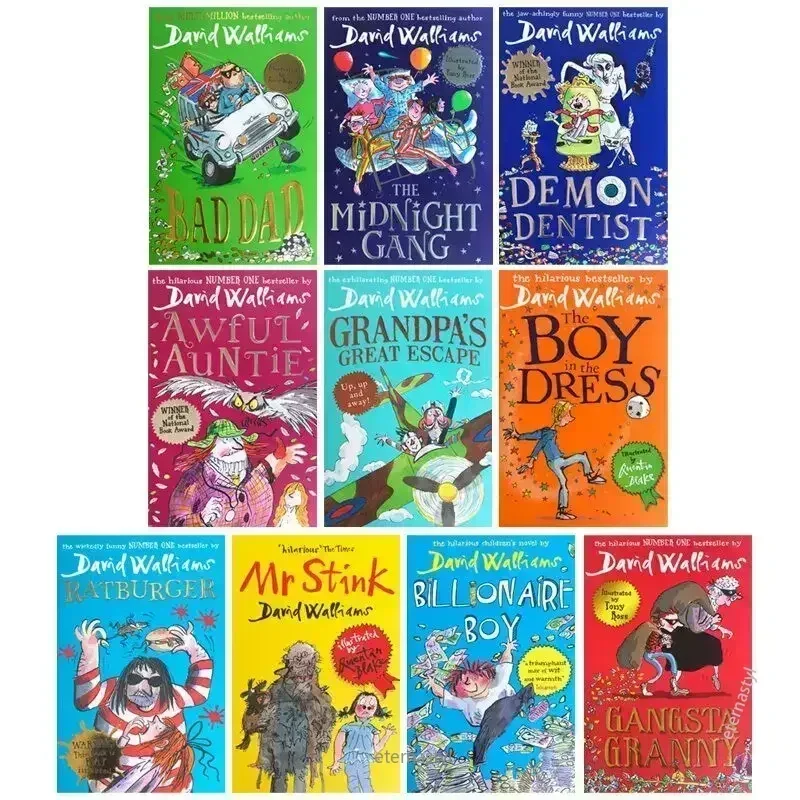 

Набор из 10 книг в коробке, английские детские романы, Дэвид Уоллиамс, подростковые юмористические романы для роста, детские чтения, хит