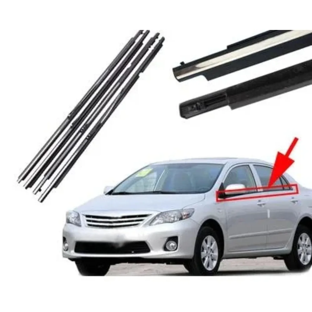 

4 PCS Black or Chrome Windows Rubber Weather Strip Waterproof Pressure Sealing Belt Moulding Trim for Toyota Corolla 2007-2014