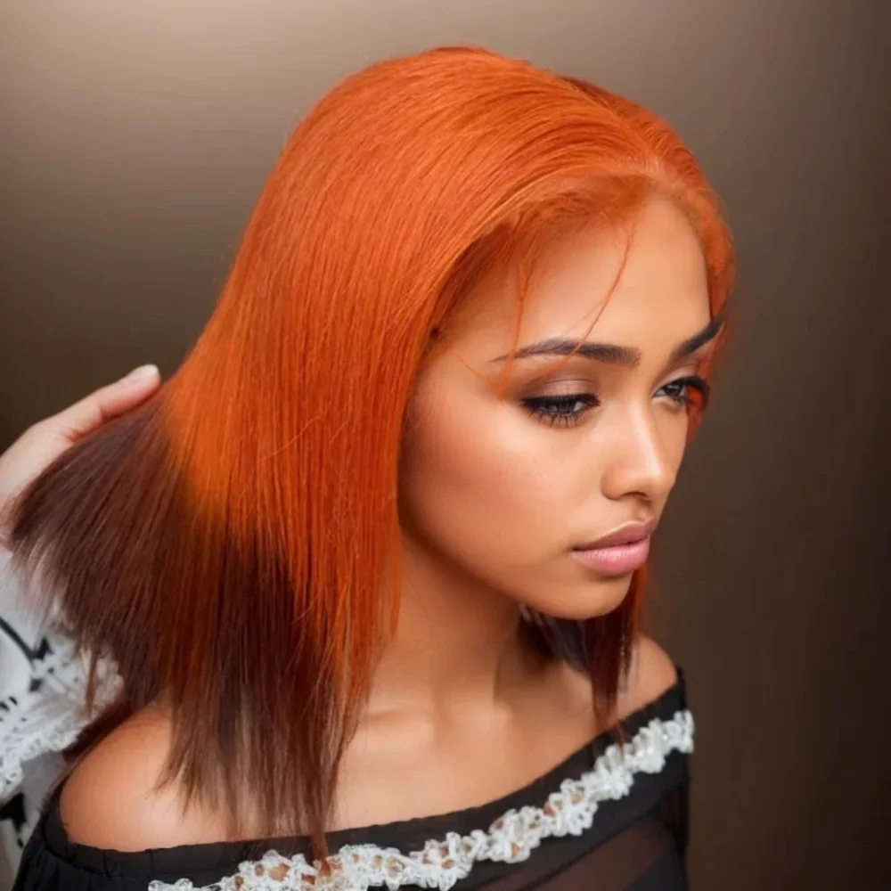 

Straight 4/350 Highlight 13x4 Transparent Lace Frontal Human Hair Wig Brazilian Colored Bob Wigs PrePlucked