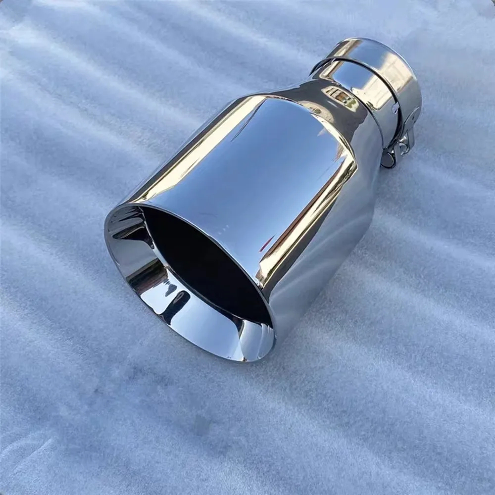 Flat  Exhaust Tip 66mm 76mm  Inlet  4 inches Outlet Polished Stainless Steel Exhaust Tip  Car Tailpipe