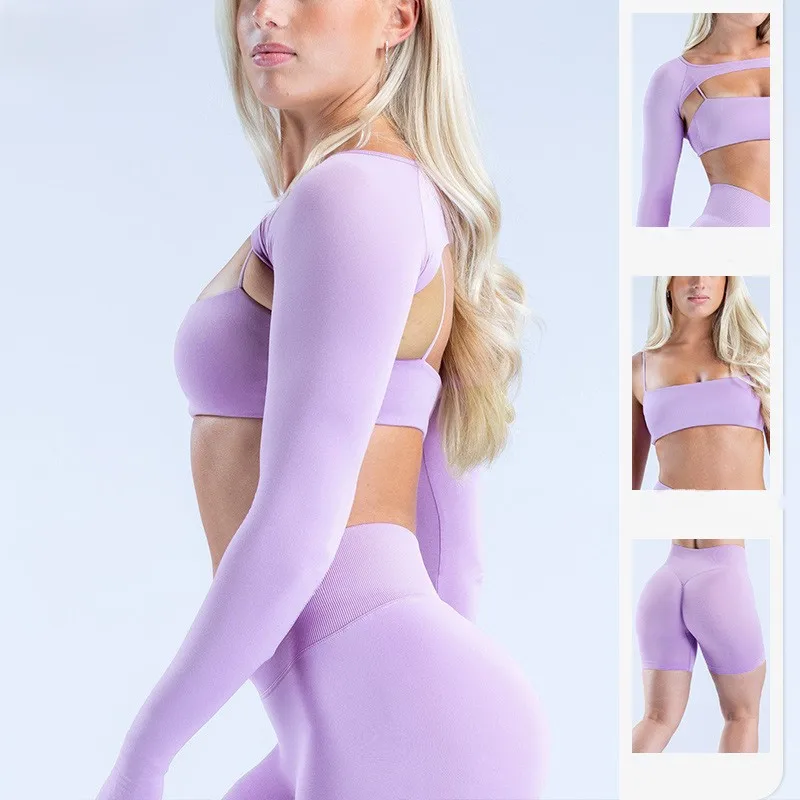 Women's Long Sleeve Yoga Set Sports Quick Dry Gym Workout Running Training Fitness Clothing Female Athletic Apparel