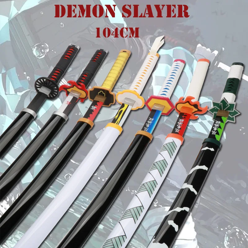 Demon Slayer Katana 104cm Kimetsu No Yaiba Sword Kyoujurou Giyuu Blue Zenitsu Cosplay Weapon Props Decoration