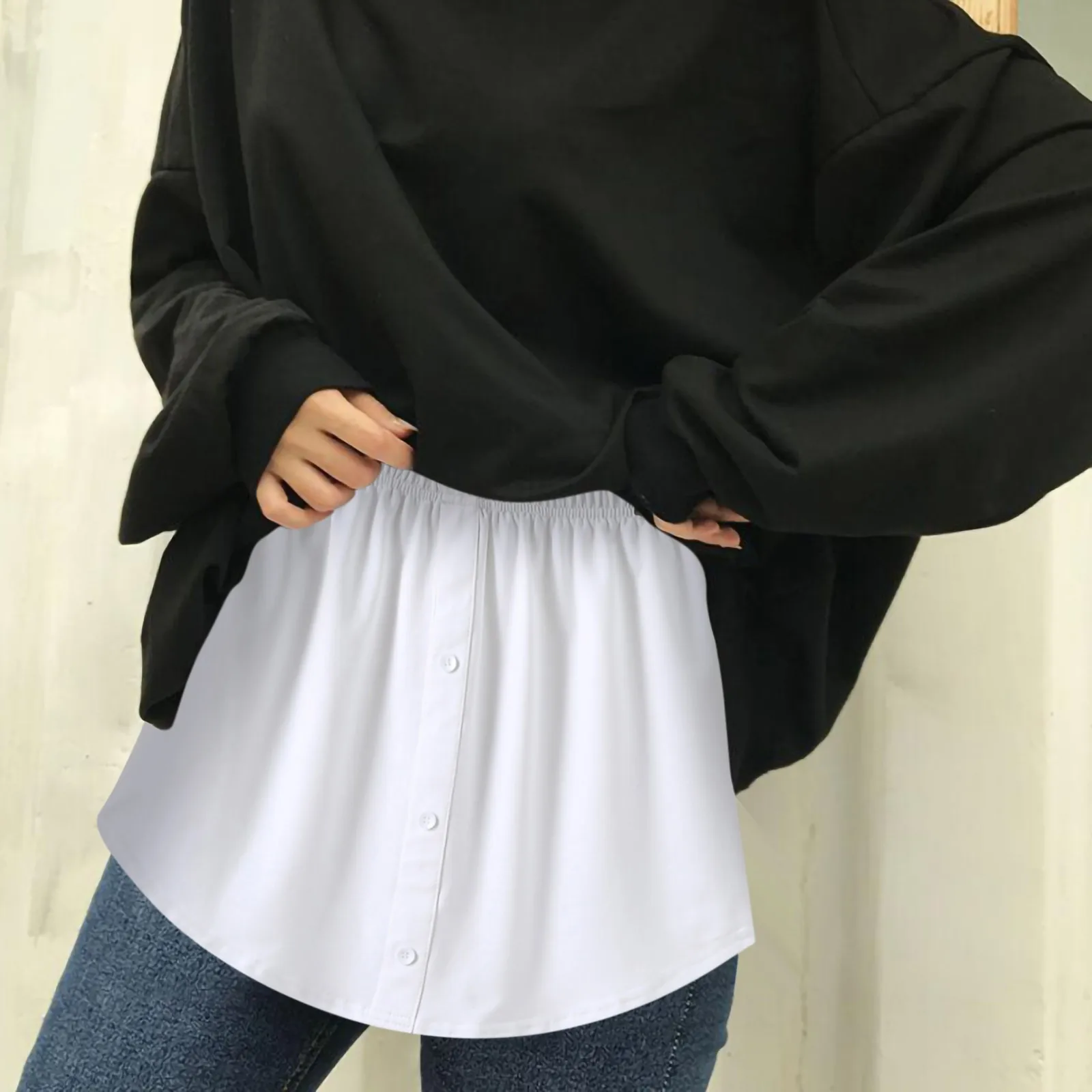 

Women Skirt Trim 2Pcs Extender Size Solid Skirt Elastic Waist Accessory Elegant Faldas Japanese Skirt Party Carnival Vintage