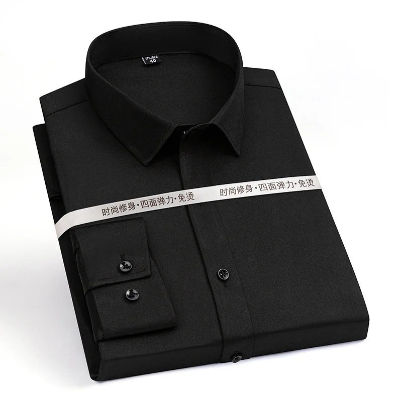 New Men Shirts Long Sleeve Dress Shirts For Men Slim Fit Camisa Social Business Blouse White Blue Office Shirt Male Clothing