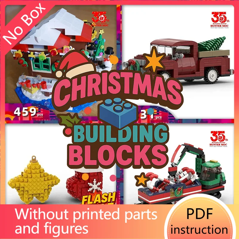 

Сани, олени, пряники и чулки Санты — строительные блоки «Рождественская деревня» 2025 года с комплектом двигателя поезда