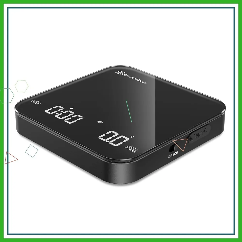 

Mini Coffee Scale with Timer, USB-C Rechargeable, 2kg/0.1g Accurate for Espresso & Pour-Over, Portable Digital Kitchen Scale
