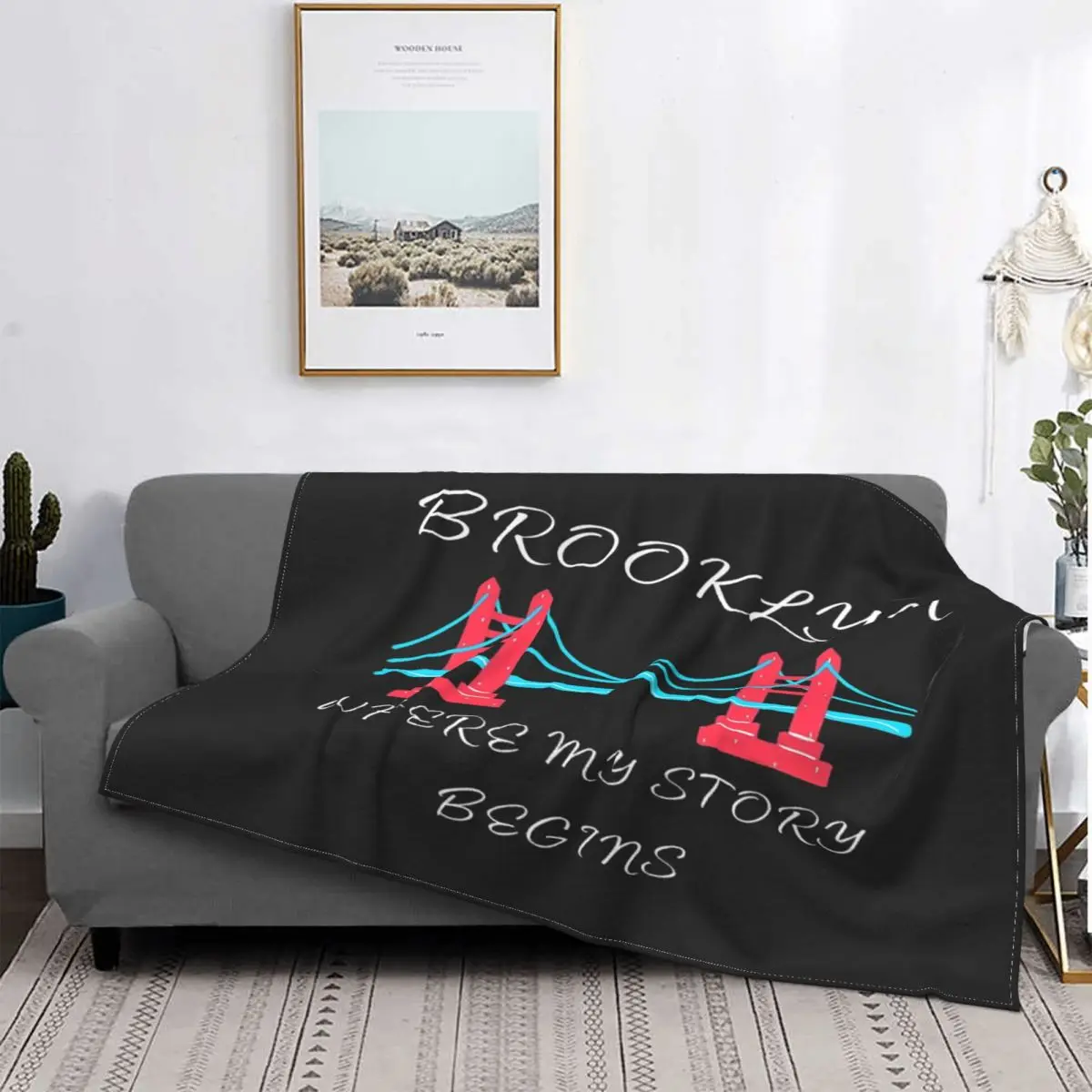 

Brooklyn con puente en rosa, colcha a cuadros, cubierta de cama, Manta a cuadros de muselina, colcha de verano