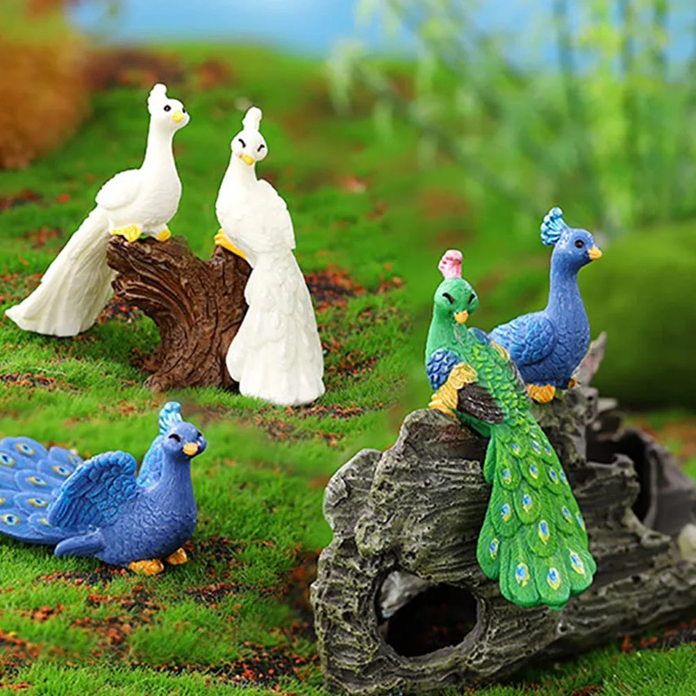 

17 Mini Peacock Statues Resin Garden Decor Bonsai Table Ornament Craft Accessories Photography Props Lightweight Mini Figurines