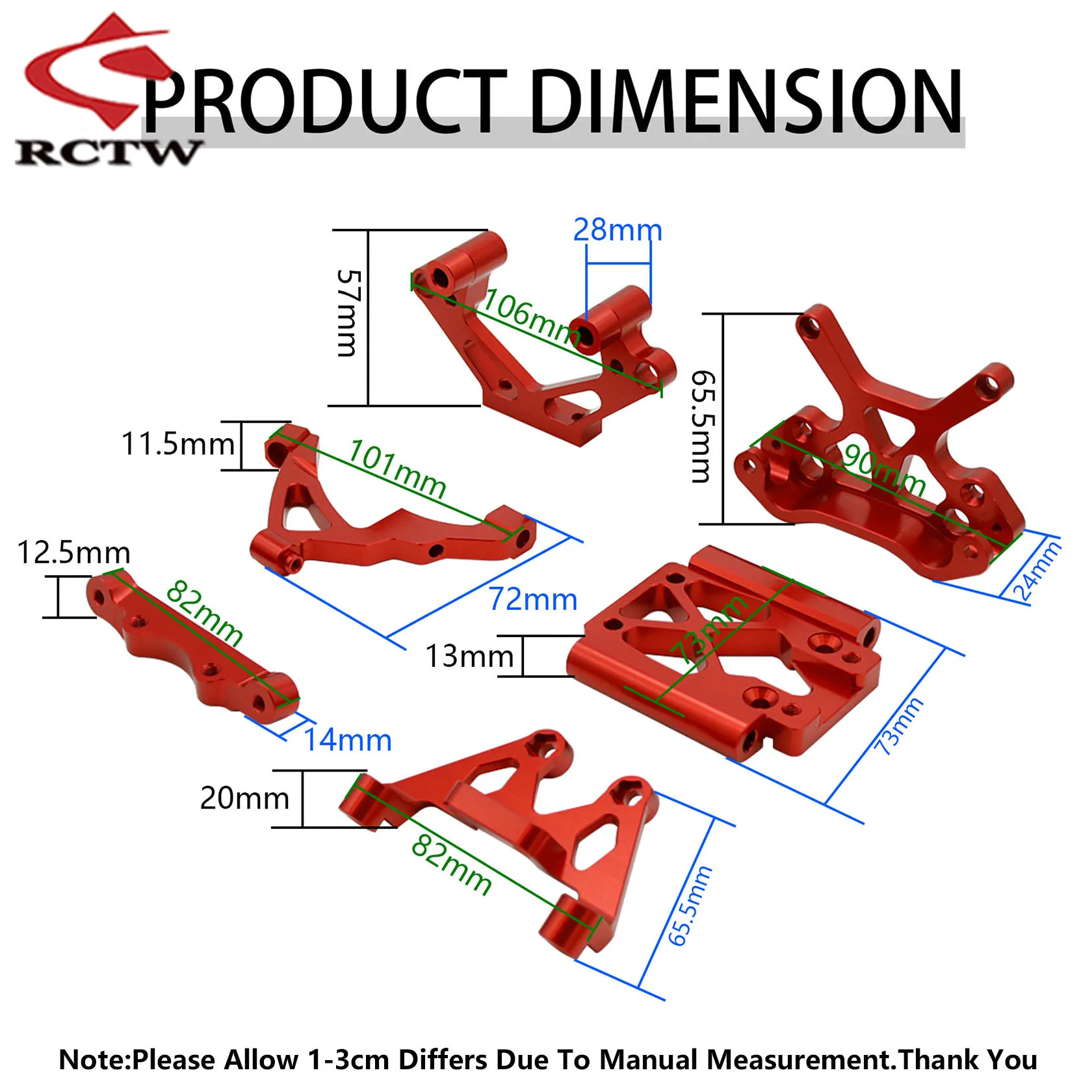 Zestaw CNC Metalowych Tylnych lub Przednich Ścianek lub Wsporników Amortyzatorów do Samochodów RC 1/5 HPI ROFUN BAHA ROVAN KM BAJA 5B 5T 5SC Części Tuningowe do Ciężarówek