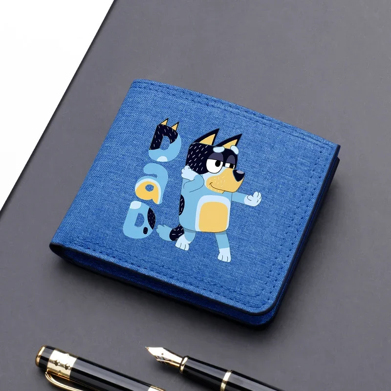 Bluey Bingo Wallet Men Boys Cartoon Purse Cute Card Holder Billfold Key Cards Storage Bag Blue Pocket Wallets Adult Kids Gifts