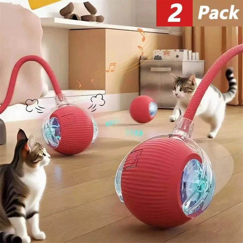 Brinquedo Interativo para Cães e Gatos, Bola Automática Rolante com Cauda Falsa, Brinquedo Elétrico Inteligente Recarregável para Treinamento de Animais de Estimação, Imita Rato