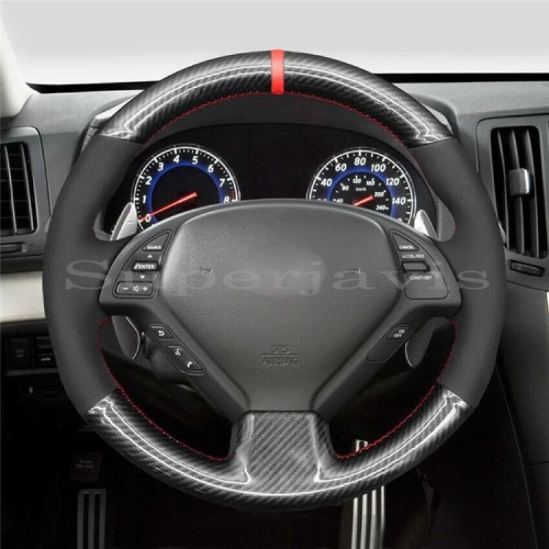 

A+ Carbon Fiber&Suede Leather Steering Wheel Stitch on Wrap Cover For Infiniti G37
