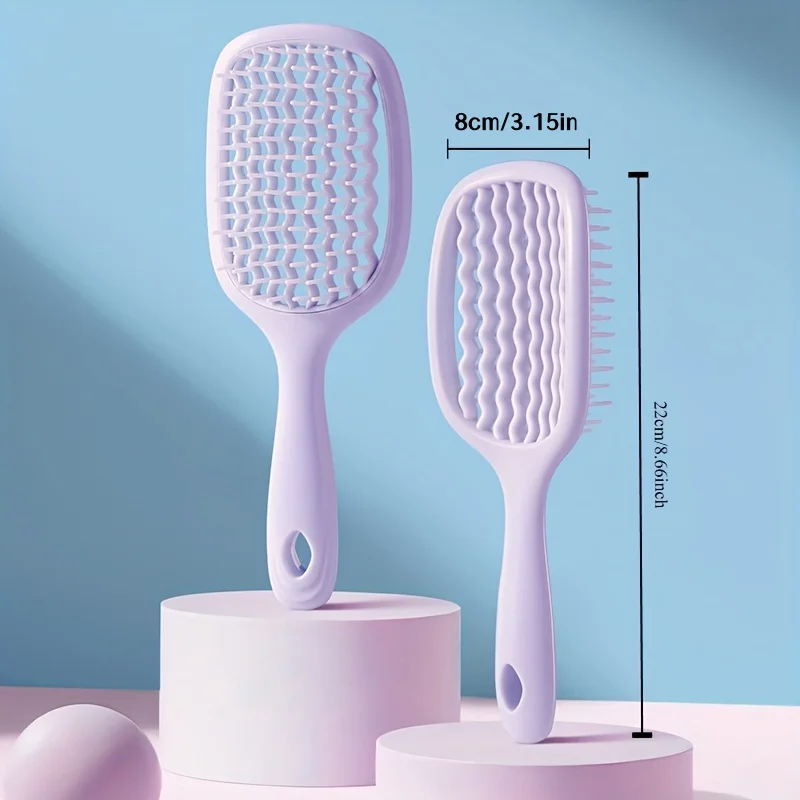 1 Piece, Two Colors, Square Hollow Comb, Wide-Tooth Comb, Easy to Remove Fluff and Scalp Massage, Ventilated, Detangling Wet Hair Brush, Elastic Comb Suitable for All Hair Types, Wet and Dry Hair