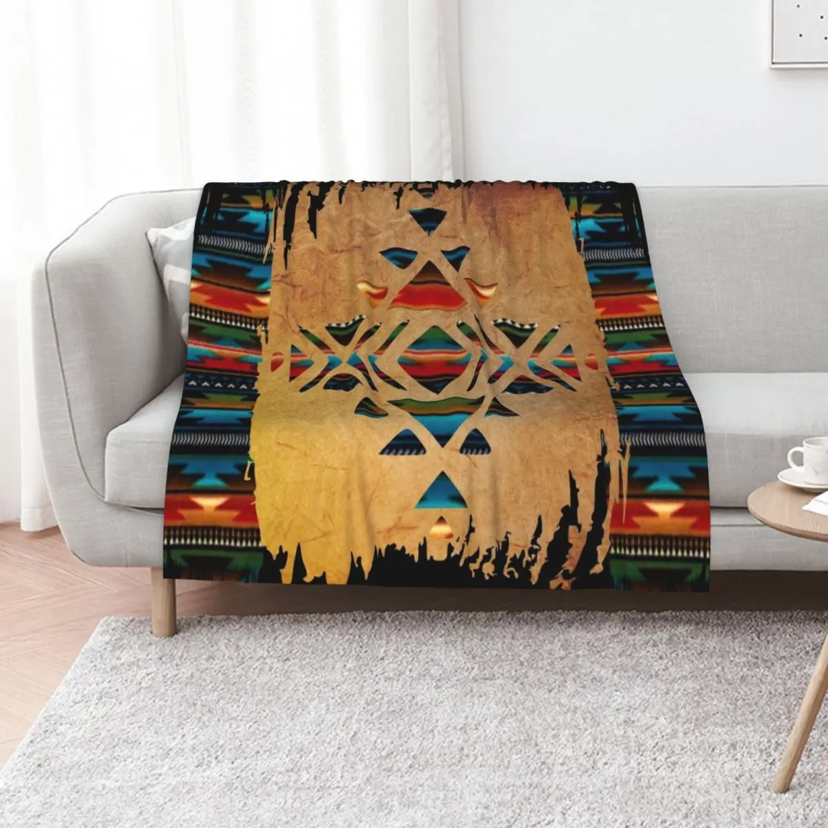 

Navajo Pattern - Aztec Brushstroke Design Throw Blanket valentine gift ideas Furry Thin Multi-Purpose Blankets