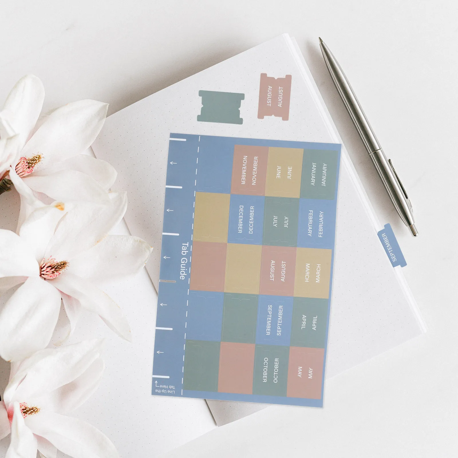 

2 Sheets Monthly Planner Tabs Self Adhesive Index Stickers for School Office Study Work Planning Journal Notebook File