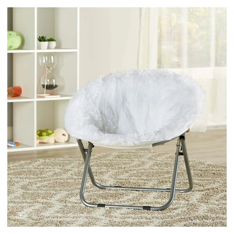 

Blair Plush Faux-Fur Kids Saucer Chair, Multiple Colors,Faux fur upholstered accent chair