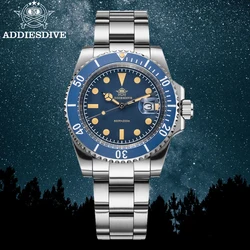 ADDIESDIVE Calendar Quartz Watch For Men Luminous Stainless Steel Ceramic Bezel Wristwatches 200m Waterproof Dive Analog Watches